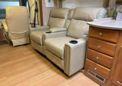 Dual leather recliners RV interior