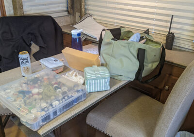 RV table in use by crew
