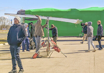 RV used as green screen on site